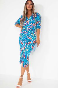 Lilith Blue Printed Midi Dress sold by Va Va Voom