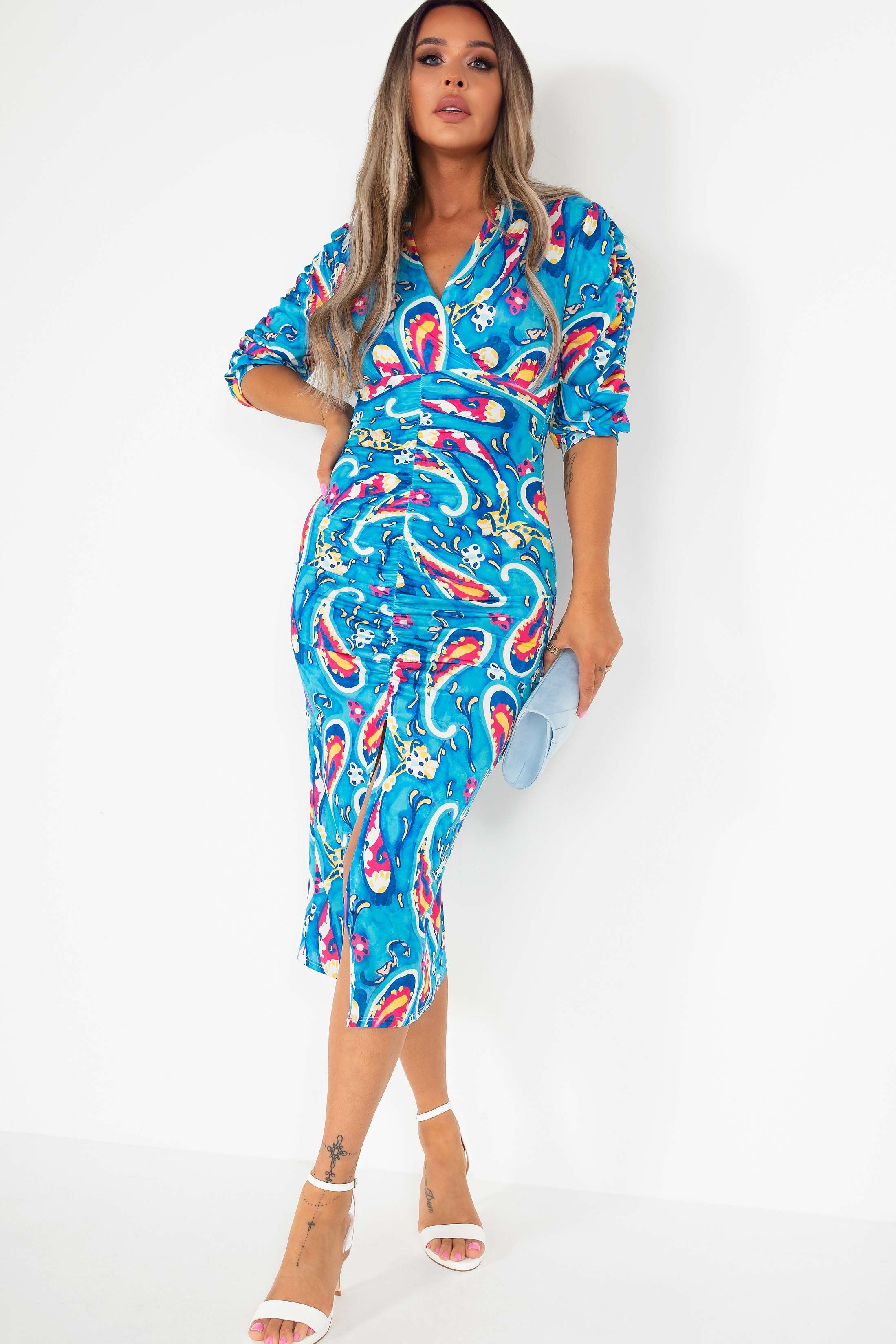 Lilith Blue Printed Midi Dress sold by Va Va Voom product image thumbnail 5