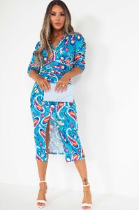 Lilith Blue Printed Midi Dress sold by Va Va Voom