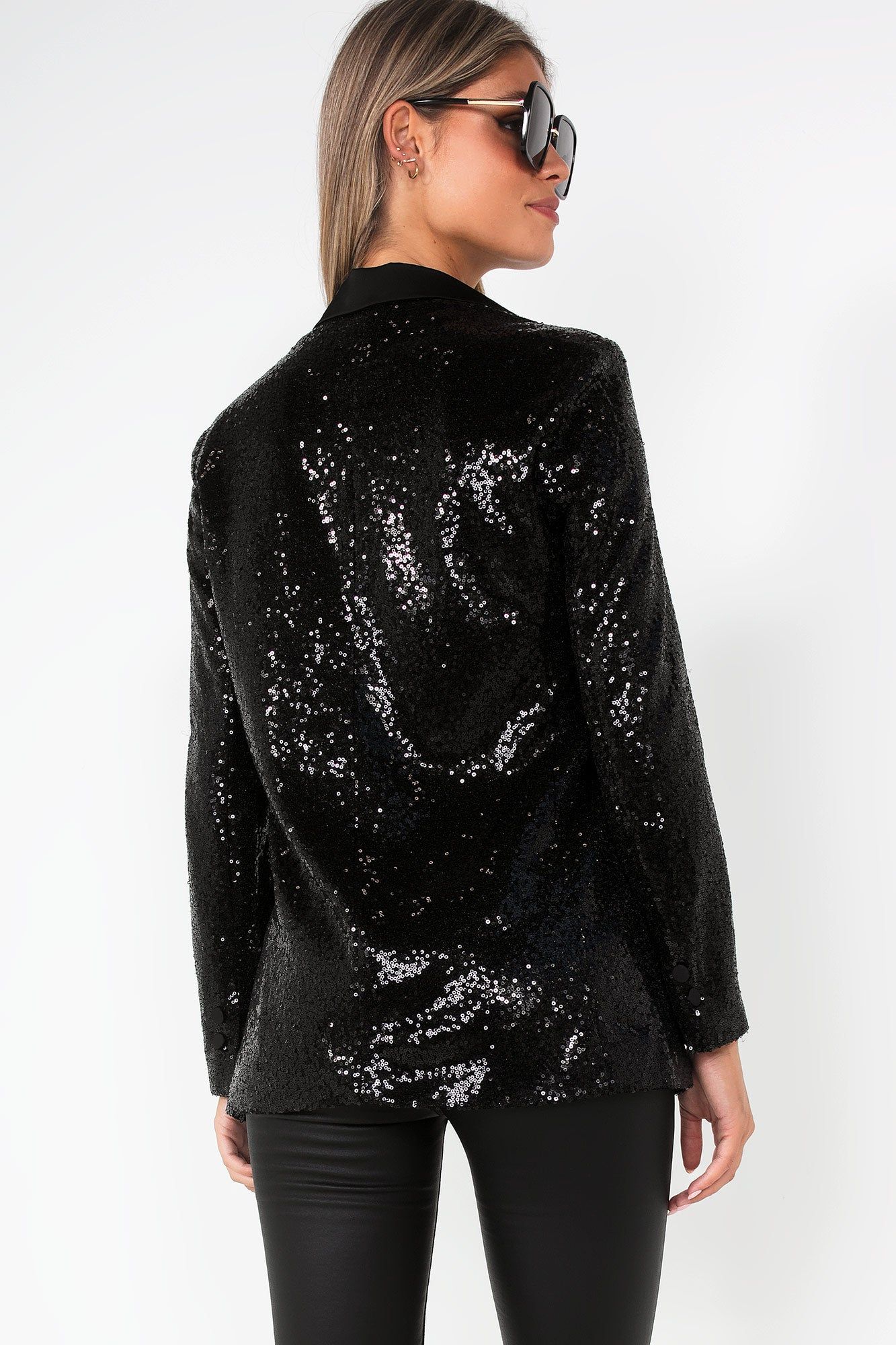 Aurelia Black Sequin Blazer sold by Va Va Voom product image thumbnail 2