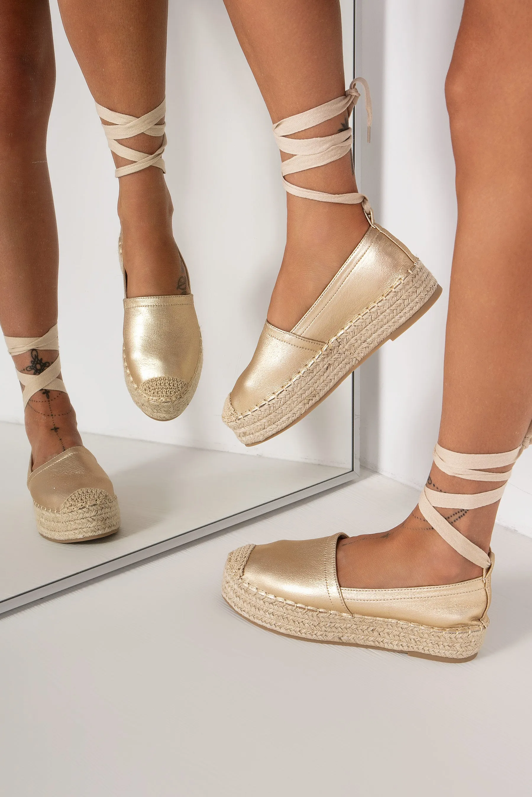 Orabelle Gold Espadrille Flatform Sandals sold by Va Va Voom product image thumbnail 2