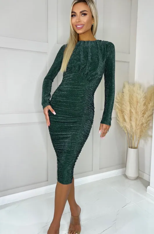 AX Paris Amber Teal Glitter Dress sold by Va Va Voom