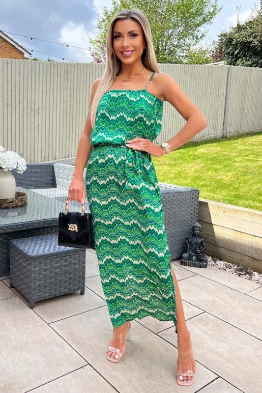 AX Paris Naya Green Print Dress sold by Va Va Voom