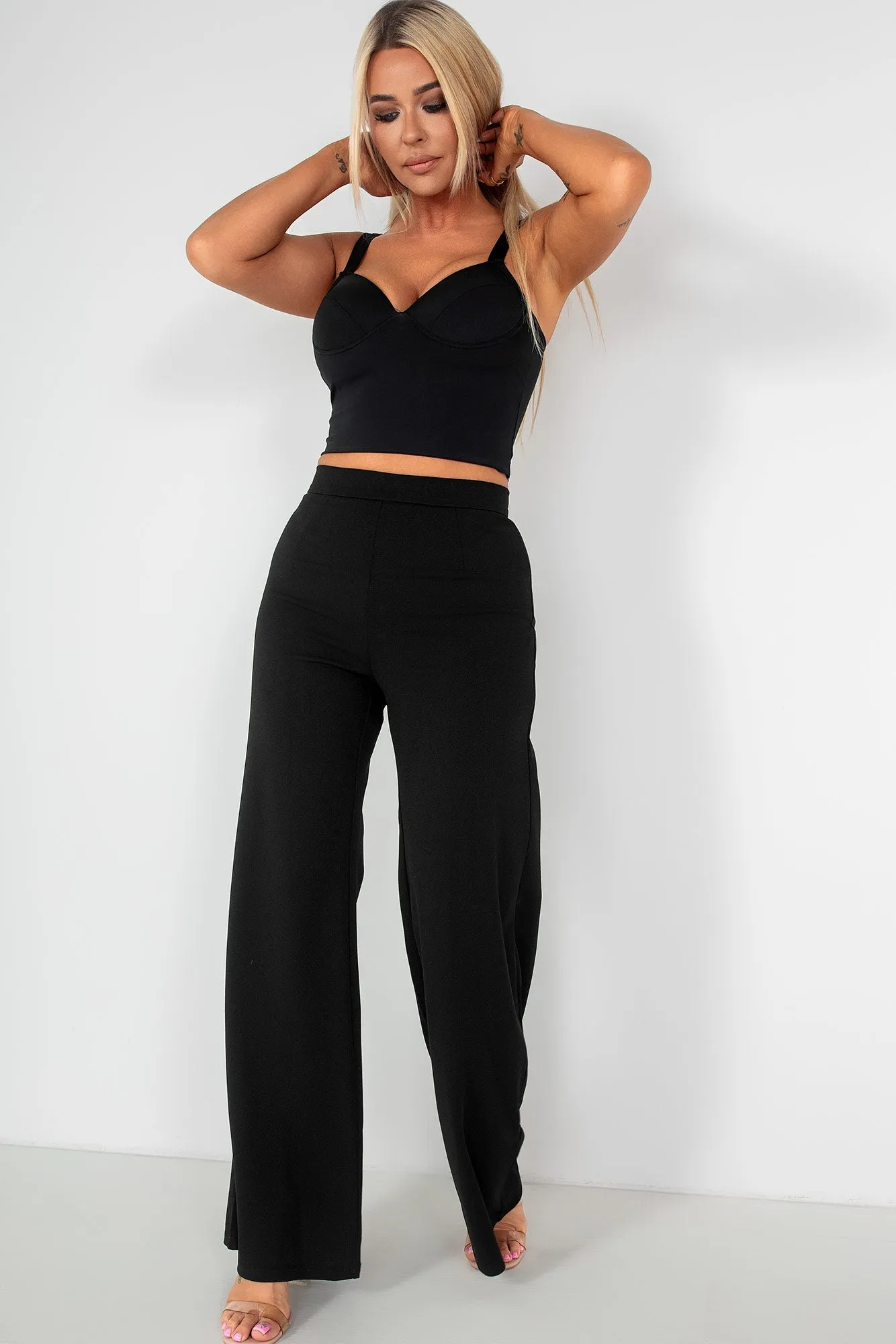 Oonagh Black Wide Leg Trousers sold by Va Va Voom product image thumbnail 3