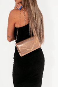Pamela Bronze Gold Trim Clutch sold by Va Va Voom