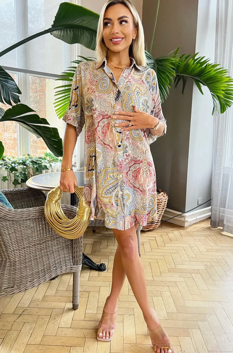AX Paris Ferna Multi Paisley Shirt Dress sold by Va Va Voom product image thumbnail 2
