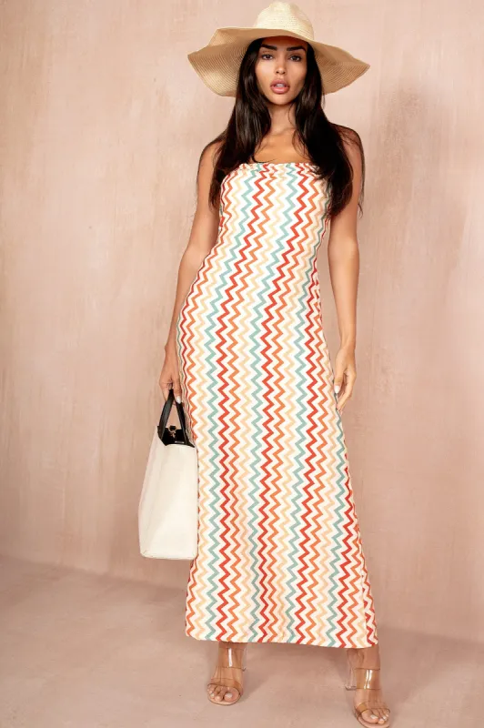 Francine Multi Zig Zag Print Maxi Dress sold by Va Va Voom