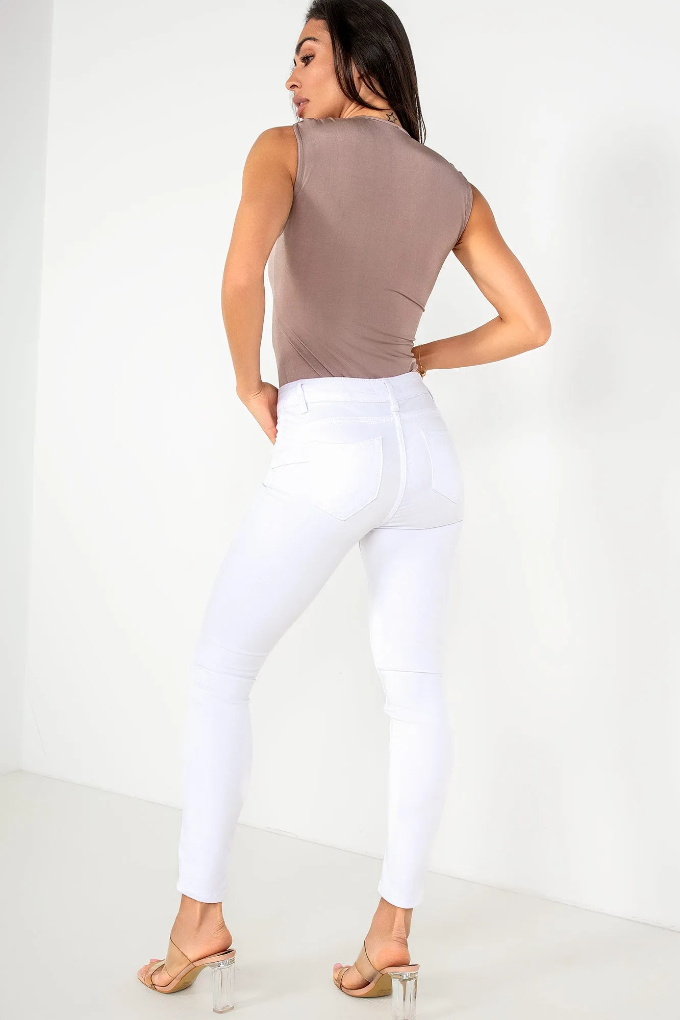Valerie Taupe Sheen Knot Front Bodysuit sold by Va Va Voom product image thumbnail 2
