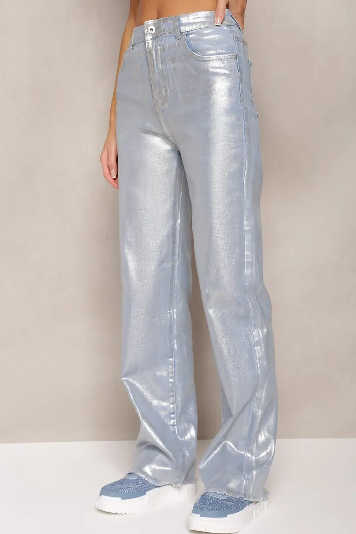 Farah Blue Metallic Wide Leg Jeans sold by Va Va Voom product image thumbnail 4