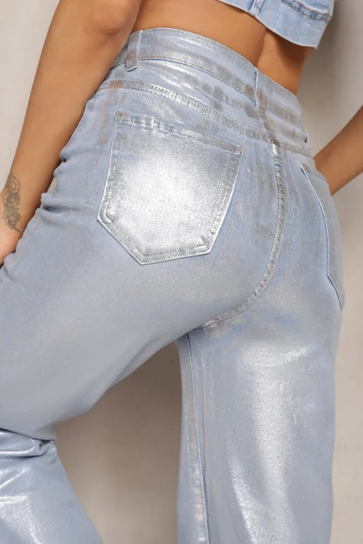 Farah Blue Metallic Wide Leg Jeans sold by Va Va Voom product image thumbnail 5