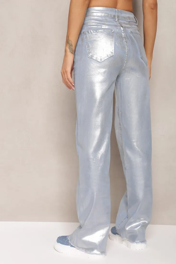 Farah Blue Metallic Wide Leg Jeans sold by Va Va Voom product image thumbnail 2