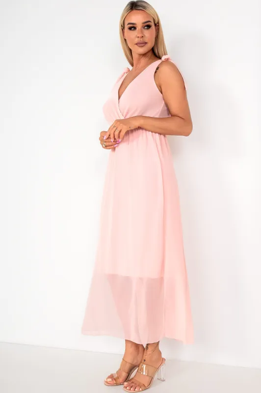Helga Pale Pink Chiffon Dress sold by Va Va Voom