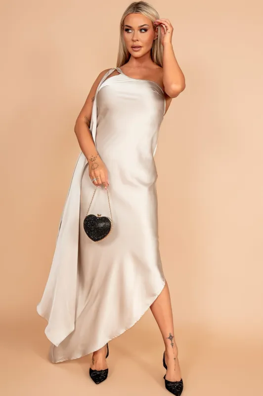 Fabiana Champagne Satin Dress sold by Va Va Voom