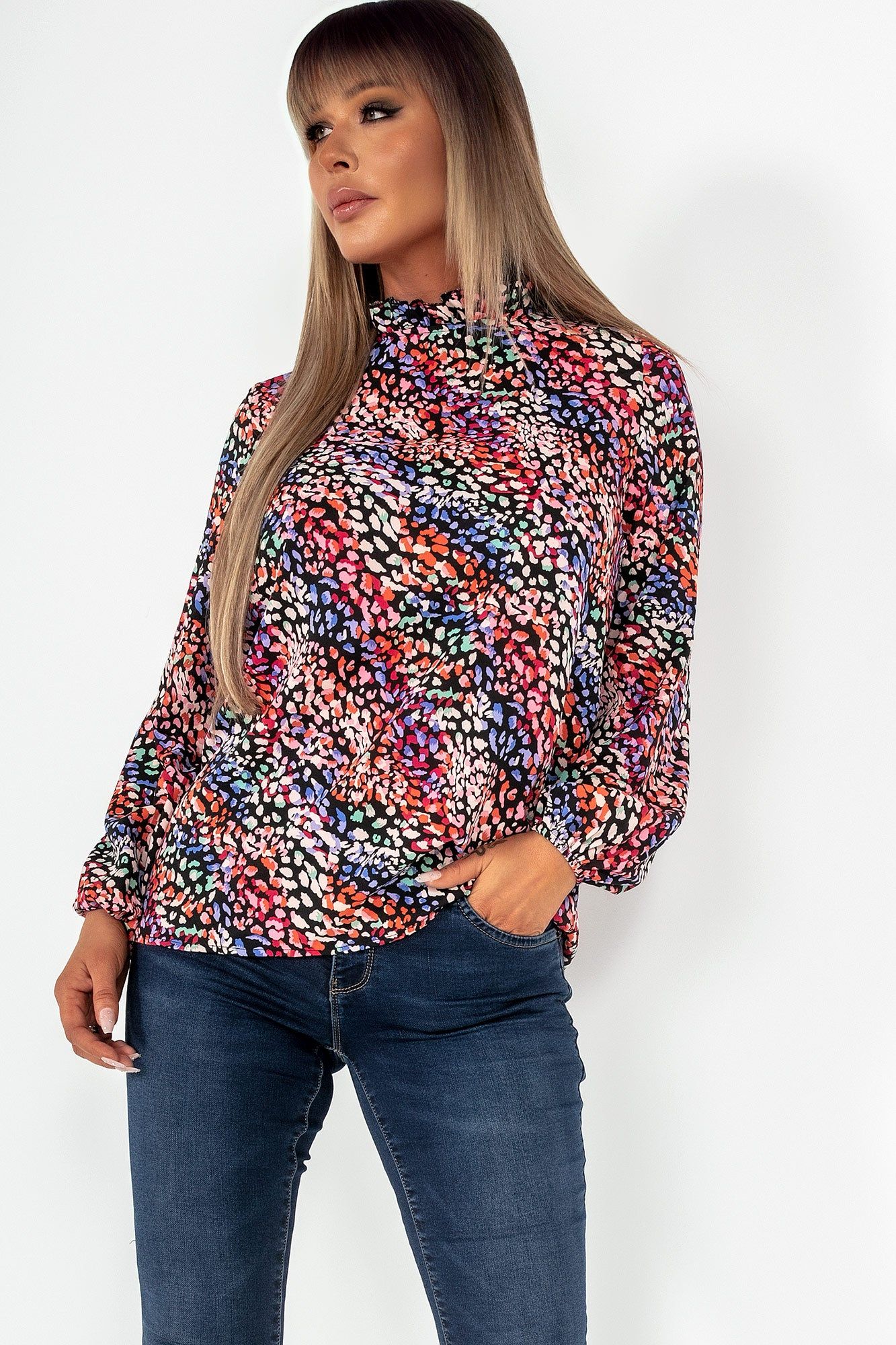 AX Paris Cheryl Multi Animal Print Blouse sold by Va Va Voom