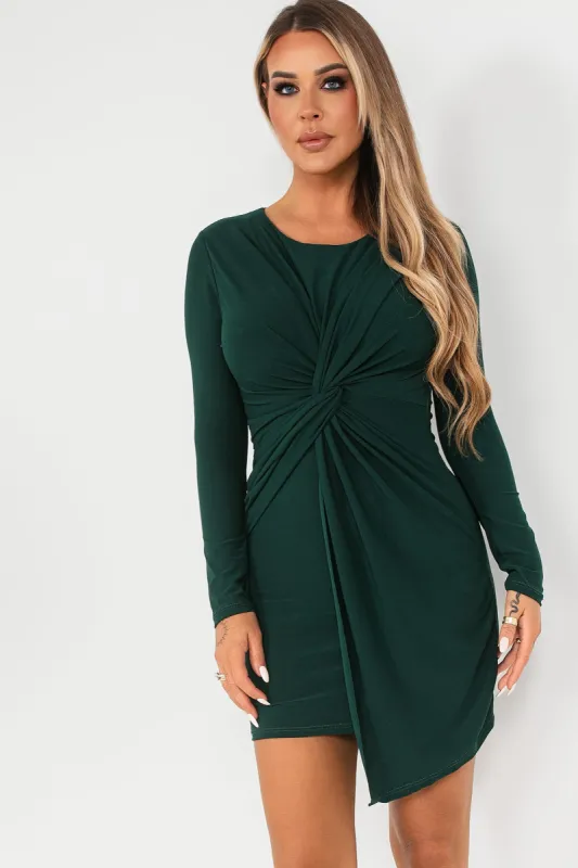 Zaida Teal Twist Front Dress sold by Va Va Voom
