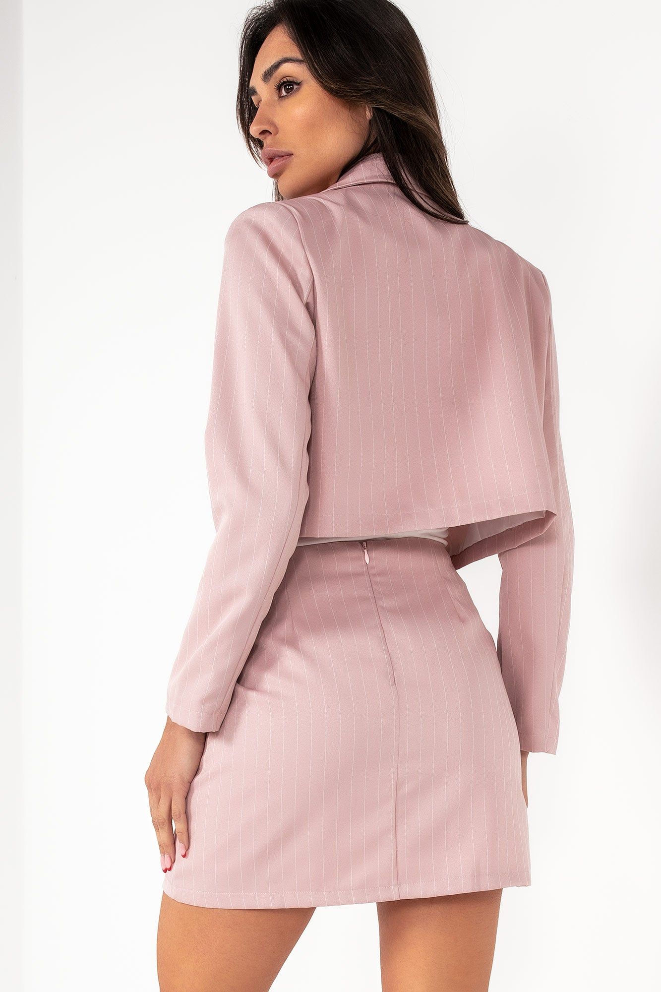 Margo Dusty Pink Pinstripe Crop Blazer sold by Va Va Voom product image thumbnail 2