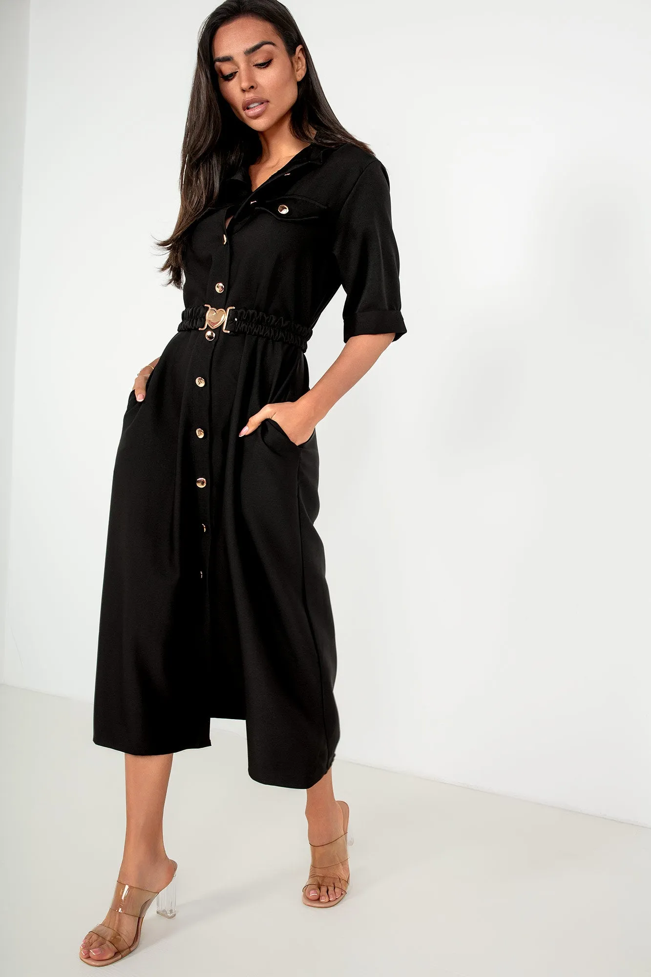 Jayden Black Belted Shirt Dress sold by Va Va Voom product image thumbnail 3