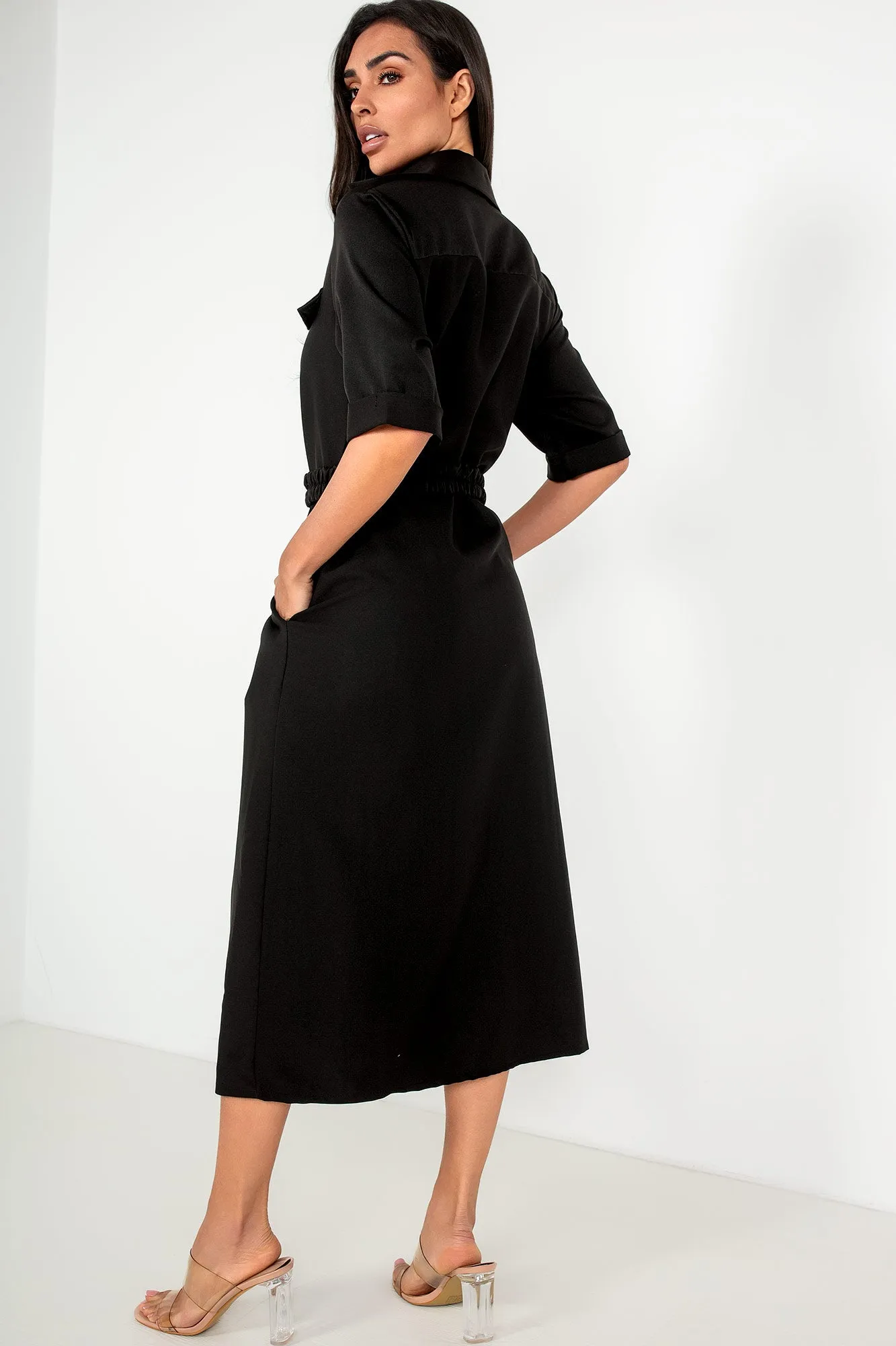 Jayden Black Belted Shirt Dress sold by Va Va Voom product image thumbnail 2