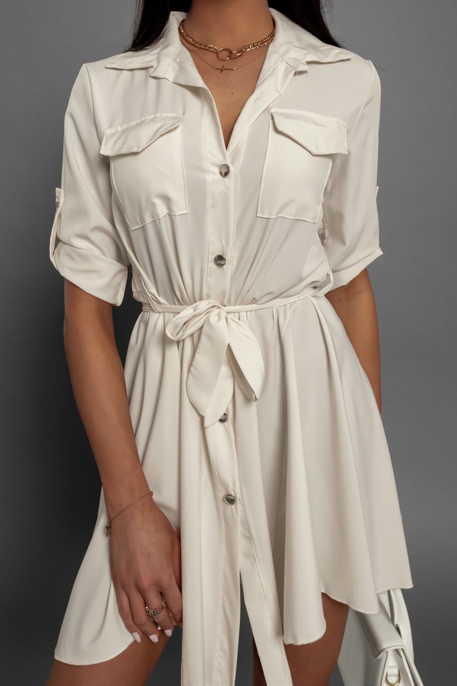 Neve Stone Belted Shirt Dress sold by Va Va Voom product image thumbnail 2