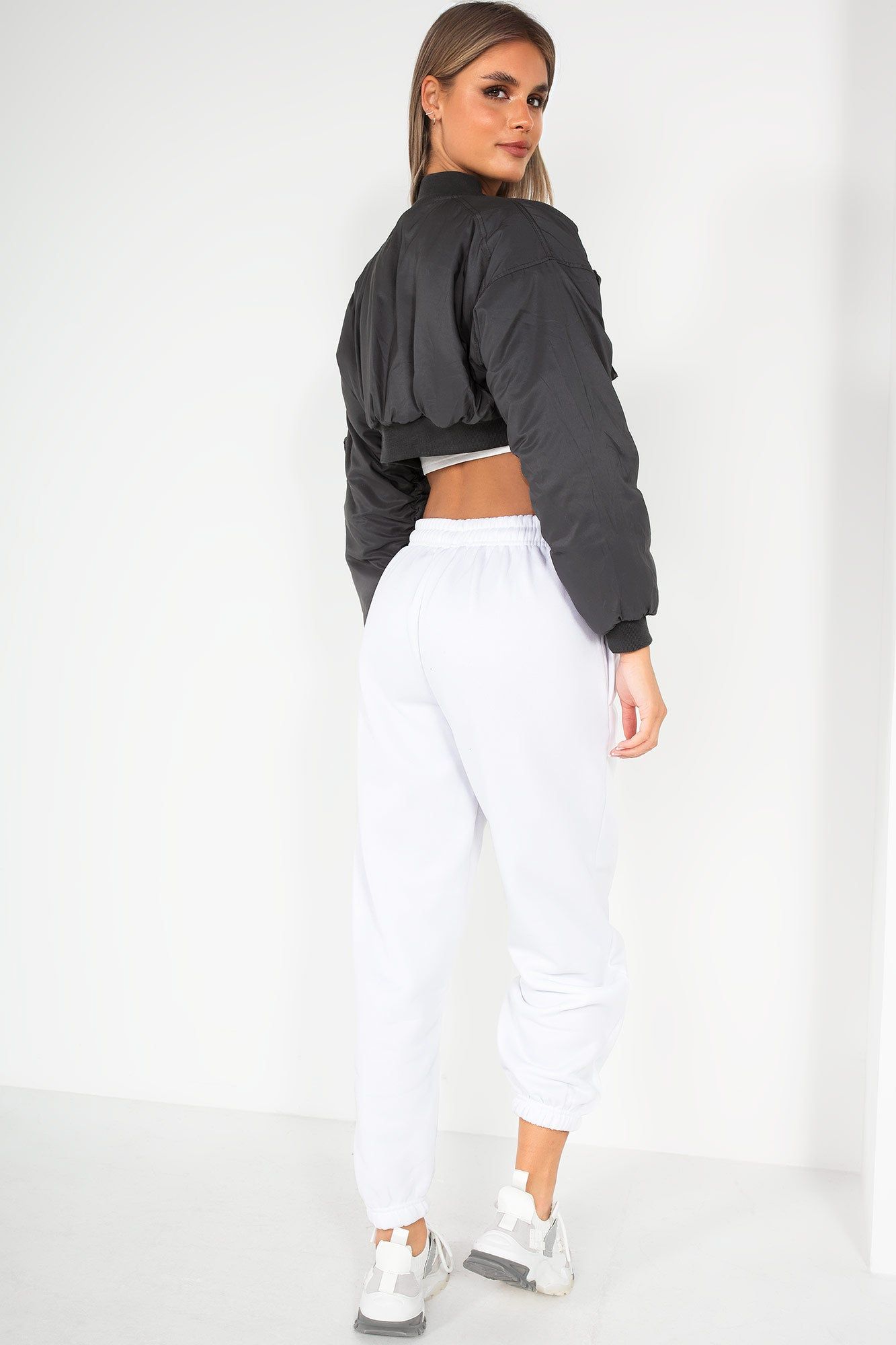 Milani Grey Cropped Bomber Jacket sold by Va Va Voom product image thumbnail 2