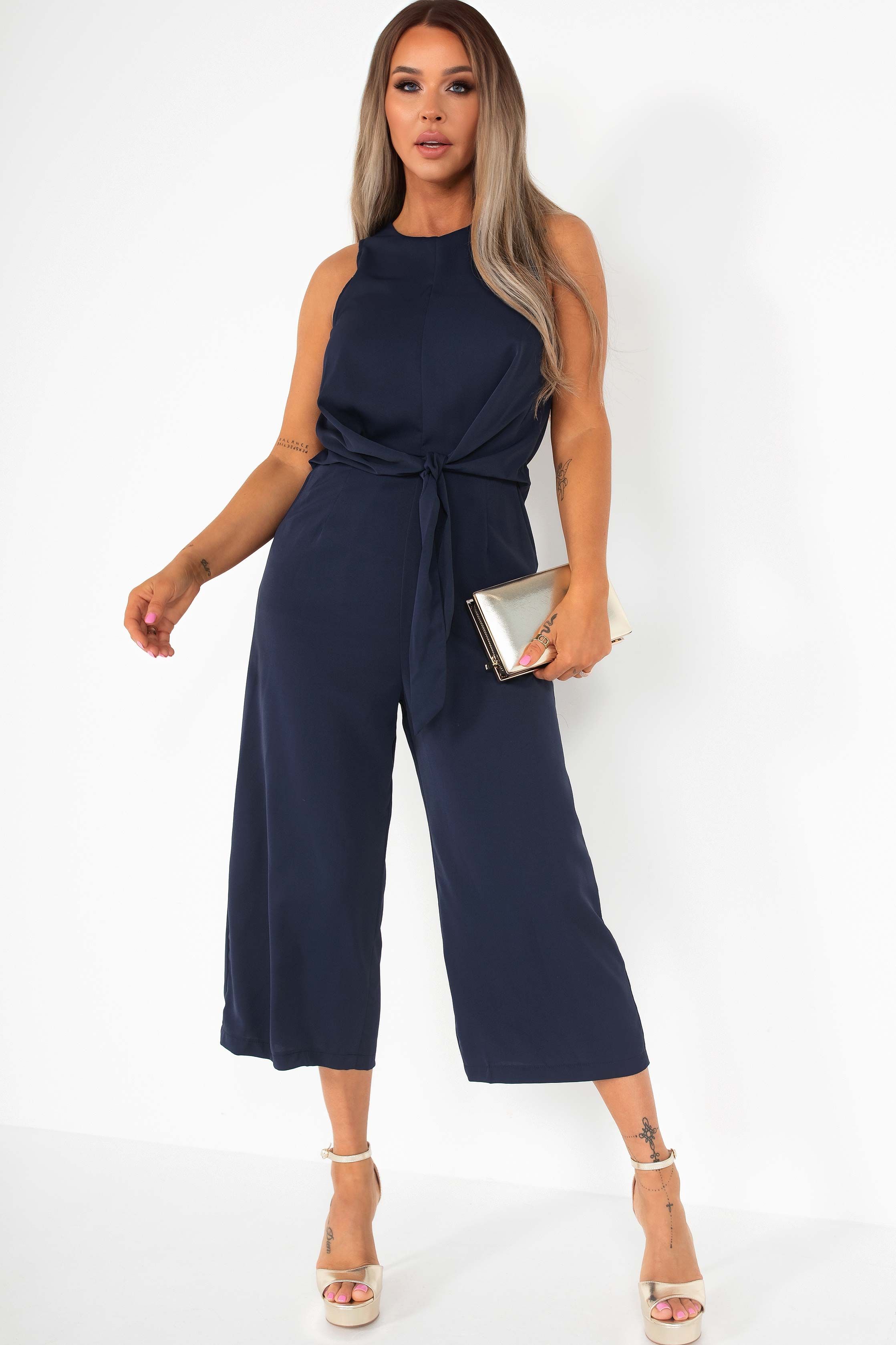 AX Paris Cindy Navy Knot Front Jumpsuit sold by Va Va Voom product image thumbnail 4