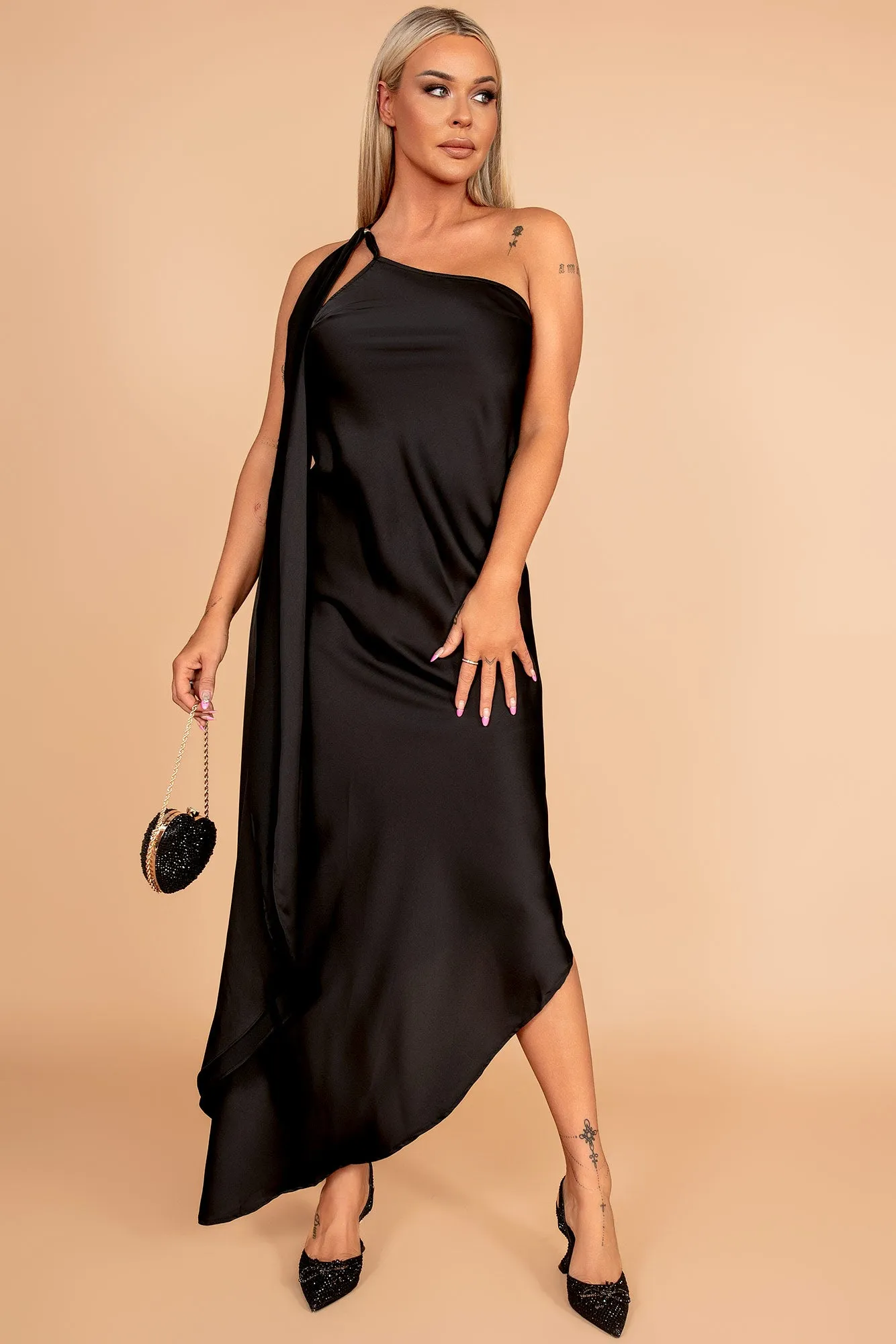Fabiana Black Satin Dress sold by Va Va Voom product image thumbnail 4