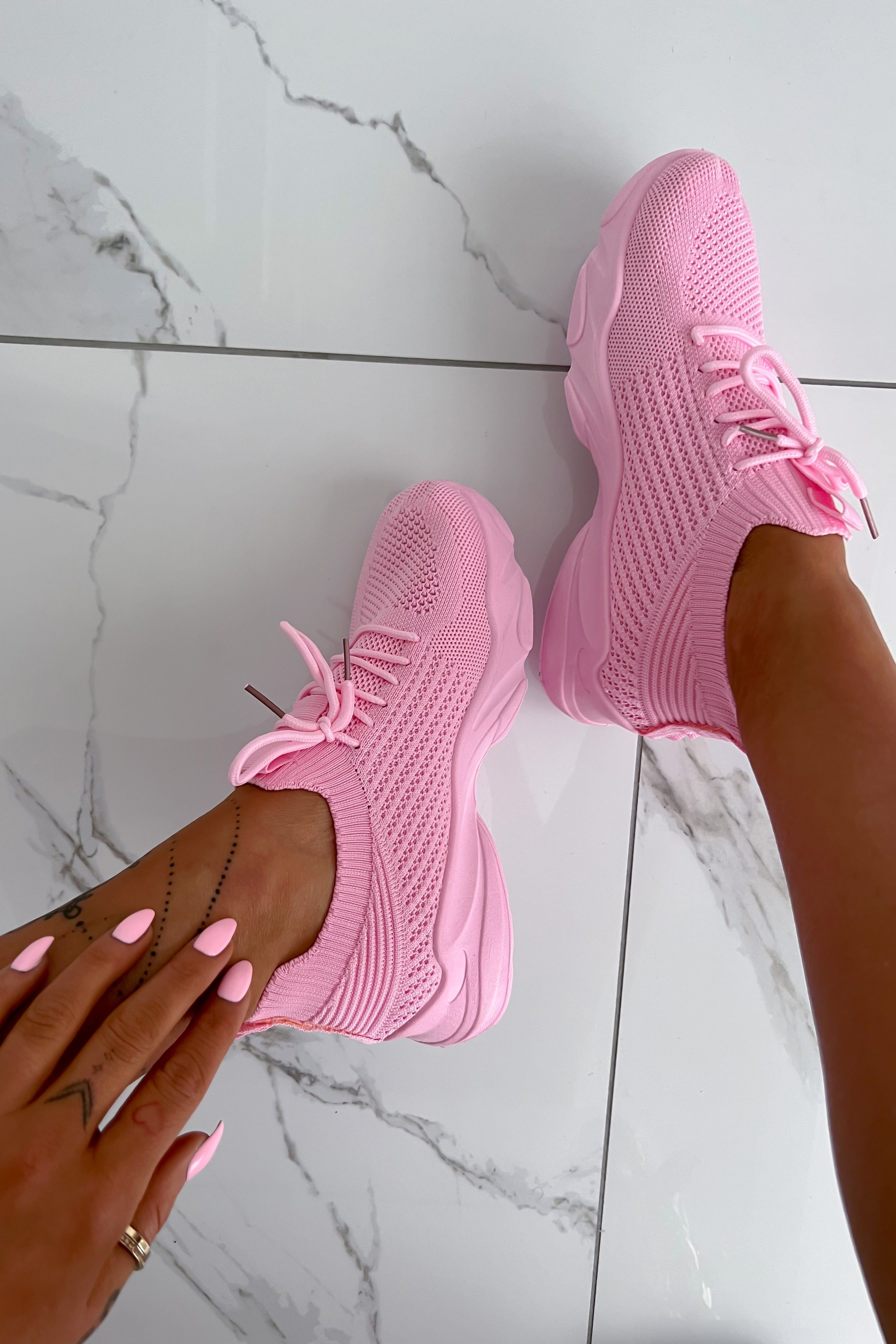 Maya Pink Knit Trainers sold by Va Va Voom