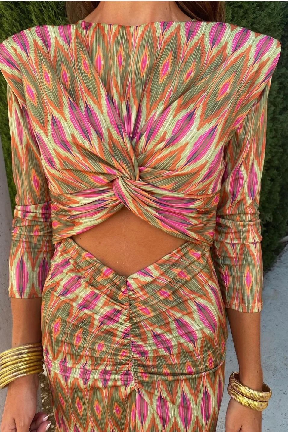 Imara Khaki Print Cut Out Dress sold by Va Va Voom product image thumbnail 2