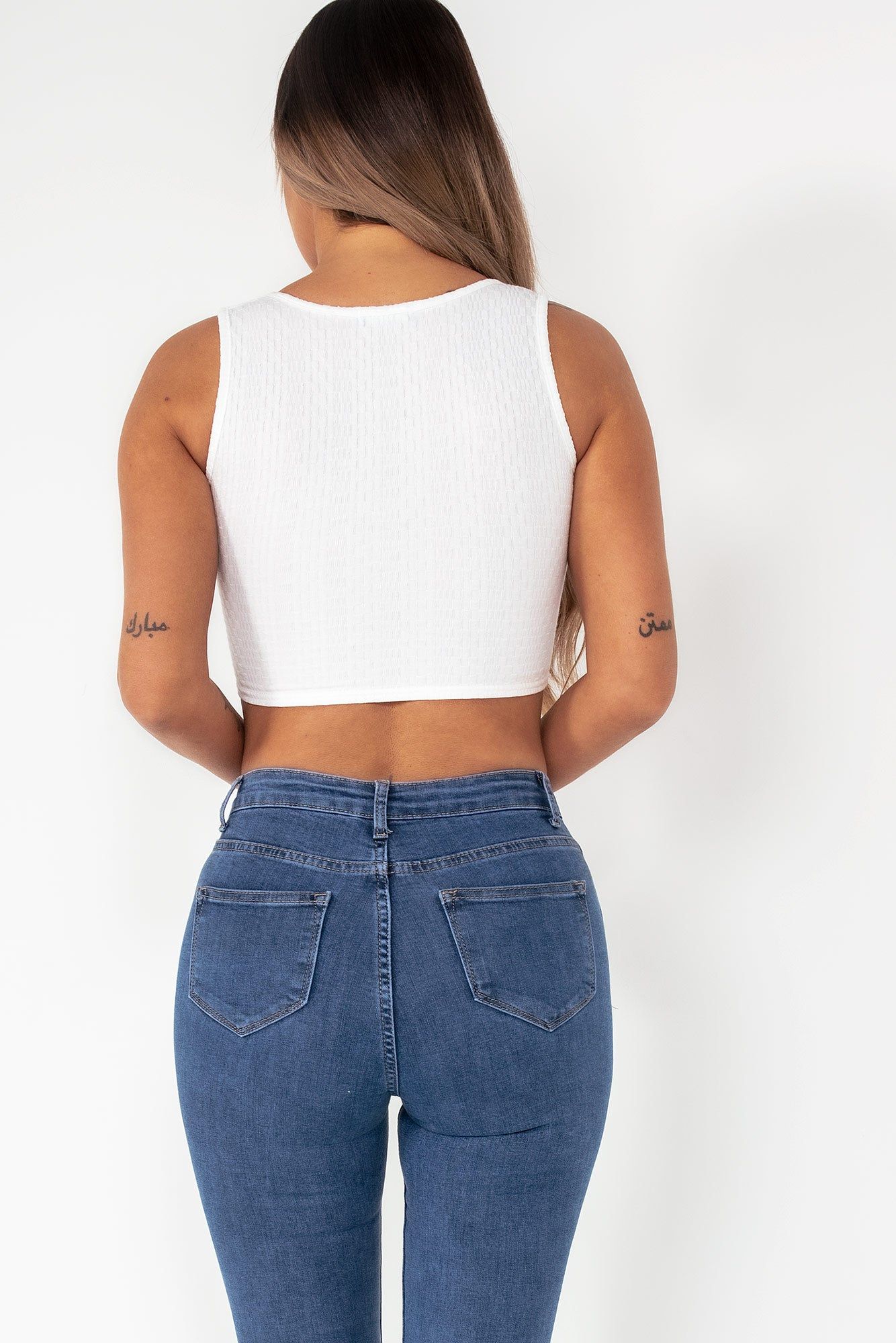 Nova White Textured Crop Top sold by Va Va Voom product image thumbnail 2