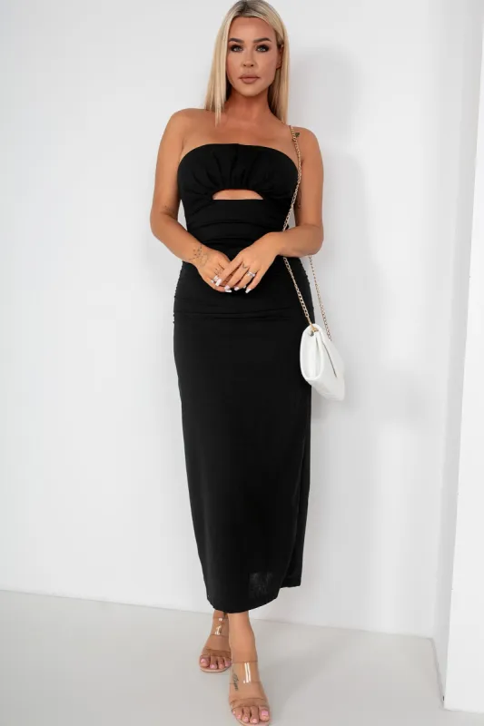 Ginny Black Linen Bandeau Dress sold by Va Va Voom