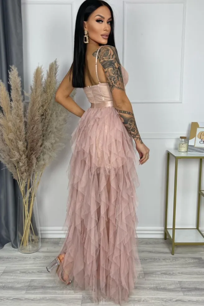 Pearl Blush Mesh Ruffle Dress sold by Va Va Voom product image thumbnail 2