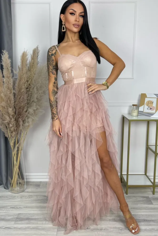 Pearl Blush Mesh Ruffle Dress sold by Va Va Voom product image thumbnail 5