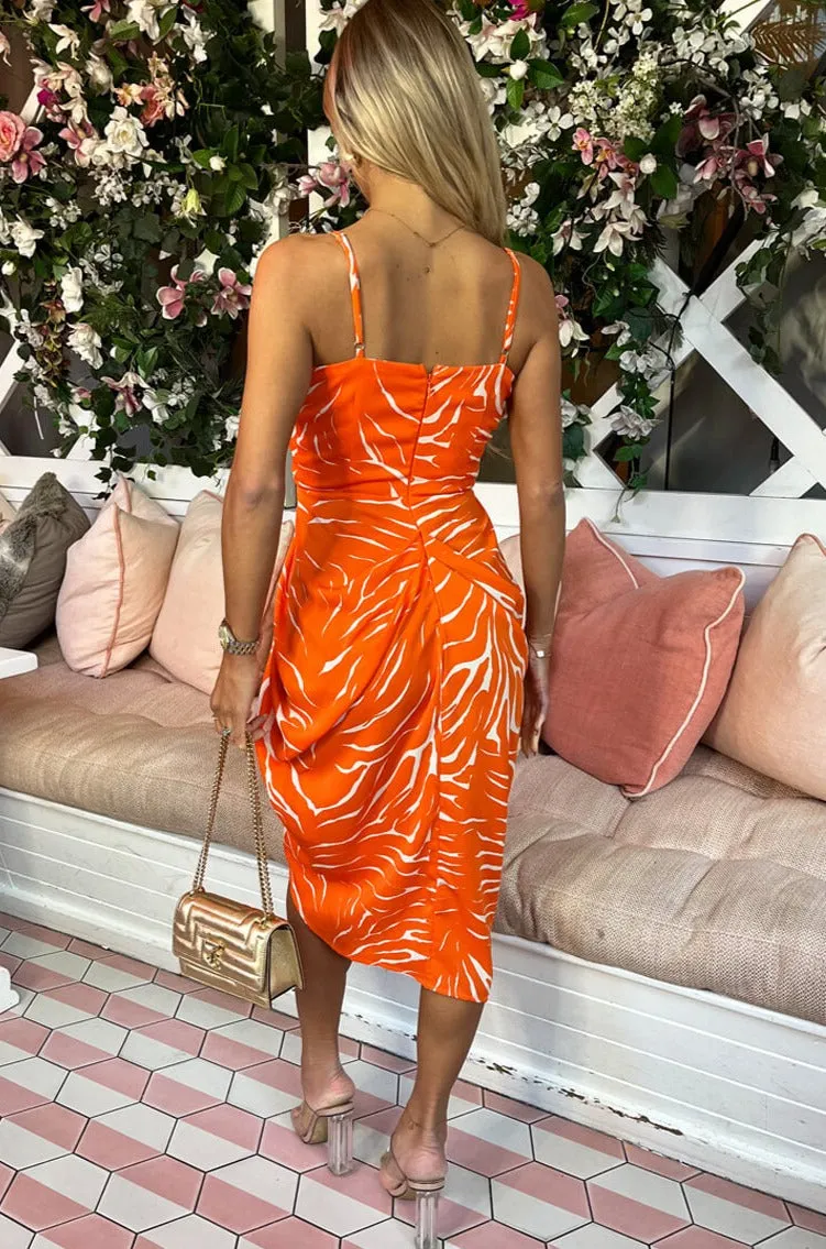 AX Paris Florella Orange Print Dress | Parallel