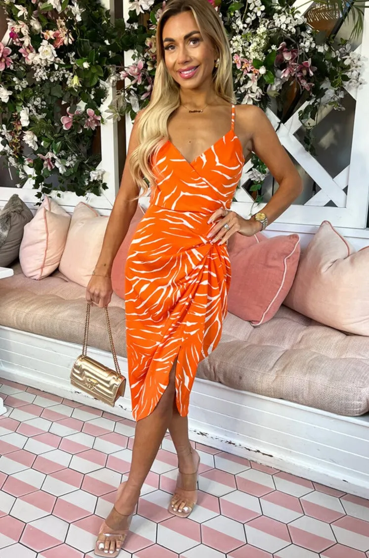 AX Paris Florella Orange Print Dress sold by Va Va Voom product image thumbnail 3
