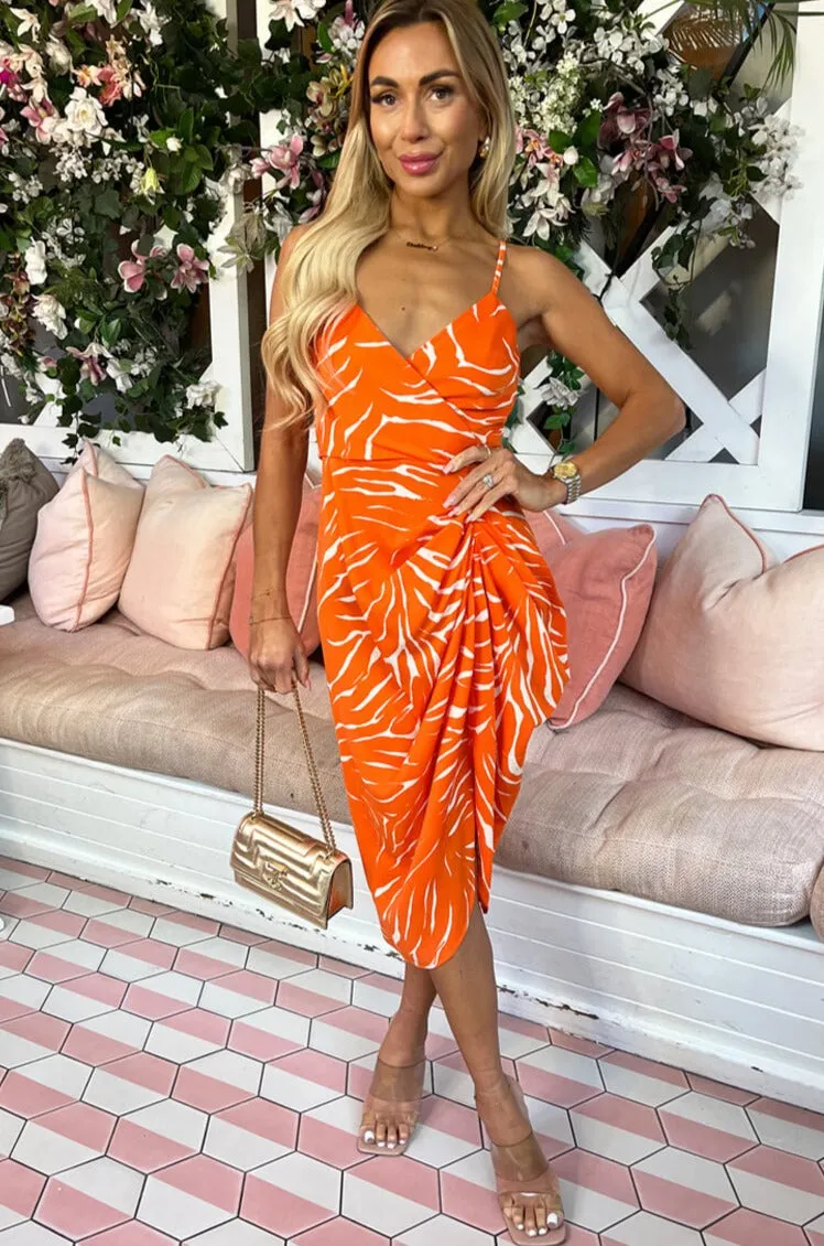 AX Paris Florella Orange Print Dress sold by Va Va Voom product image thumbnail 4