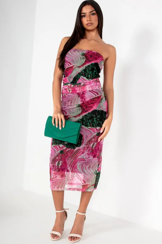 Oletta Purple and Green Mesh Print Dress sold by Va Va Voom