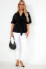 Frida Black Tie Front Wrap Top sold by Va Va Voom