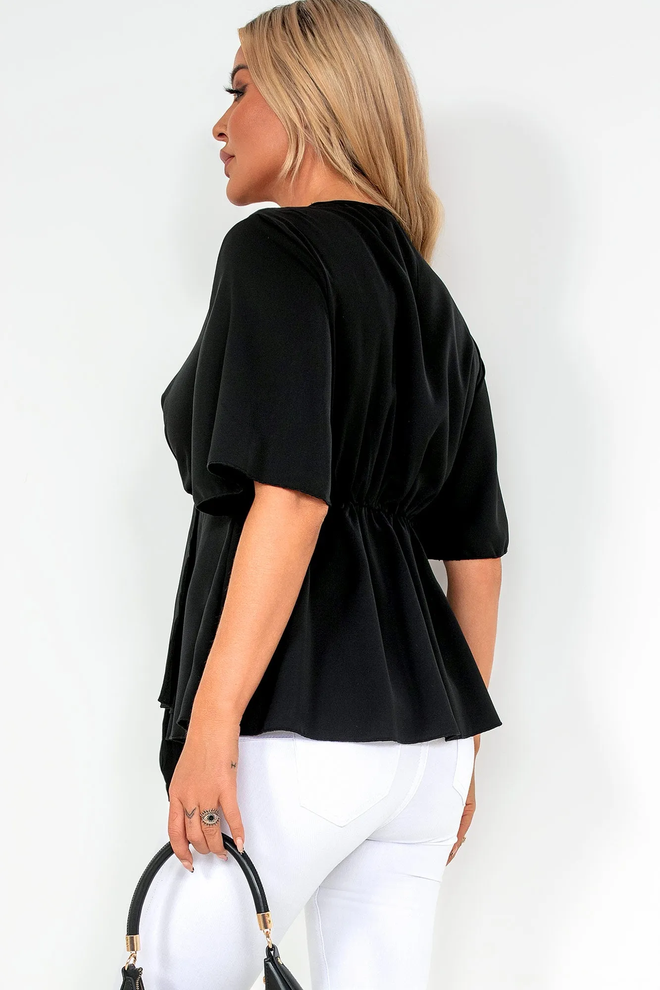 Frida Black Tie Front Wrap Top sold by Va Va Voom product image thumbnail 2