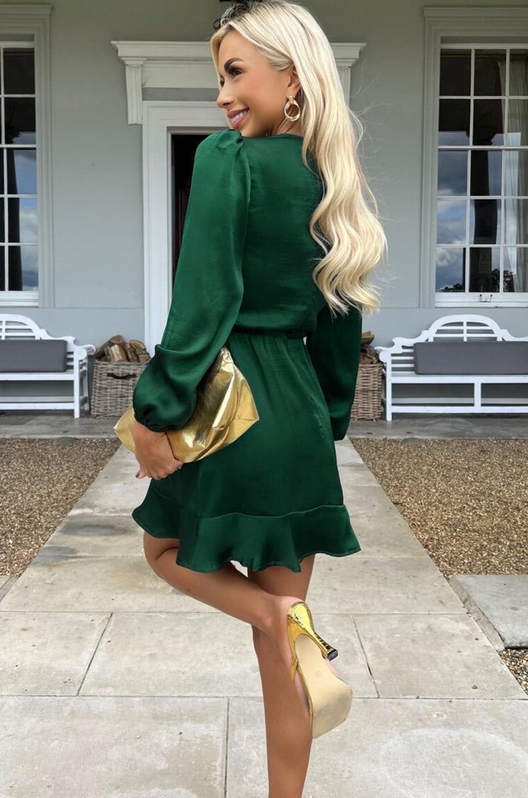 AX Paris Gaby Teal Satin Dress sold by Va Va Voom product image thumbnail 2