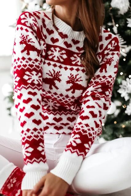 Ashley Cream and Red Knit Festive Jumper sold by Vavavoom