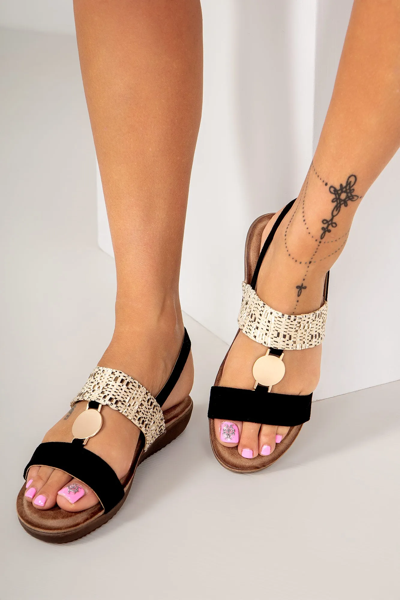 Orilla Black Flat Sandals sold by Va Va Voom product image thumbnail 3
