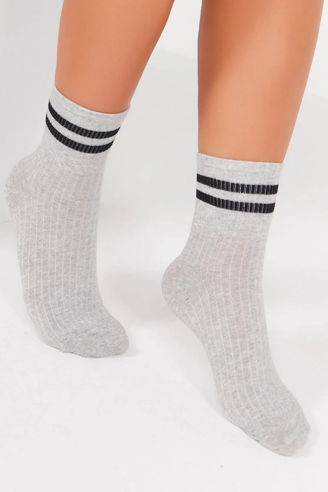 Grey Stripe Sports Socks sold by Va Va Voom