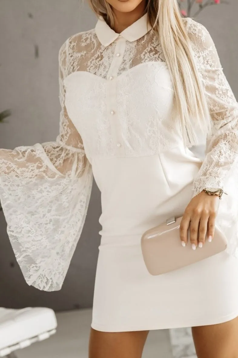 Giana Cream Lace Sleeve Dress sold by Va Va Voom product image thumbnail 3
