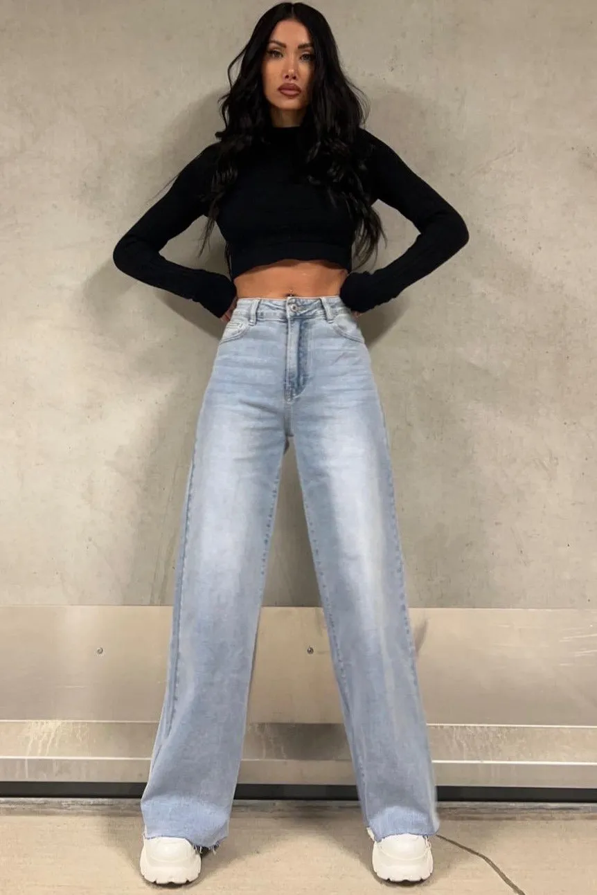 Isabelle Blue Wide Leg Jeans sold by Va Va Voom