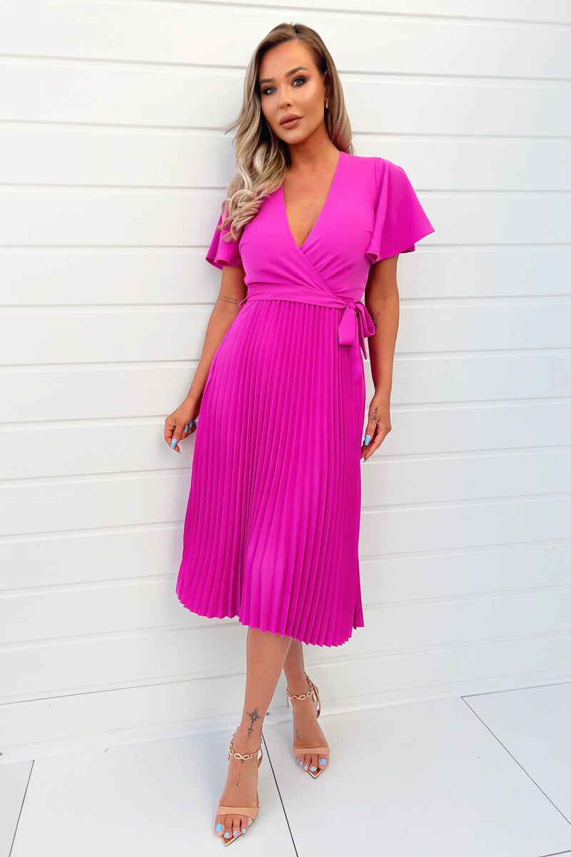 AX Paris Kylie Pink Pleated Dress sold by Va Va Voom product image thumbnail 4