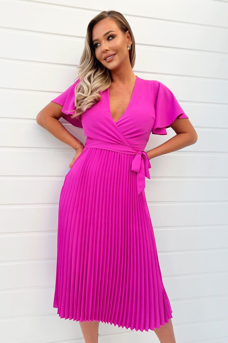 AX Paris Kylie Pink Pleated Dress sold by Va Va Voom product image thumbnail 3