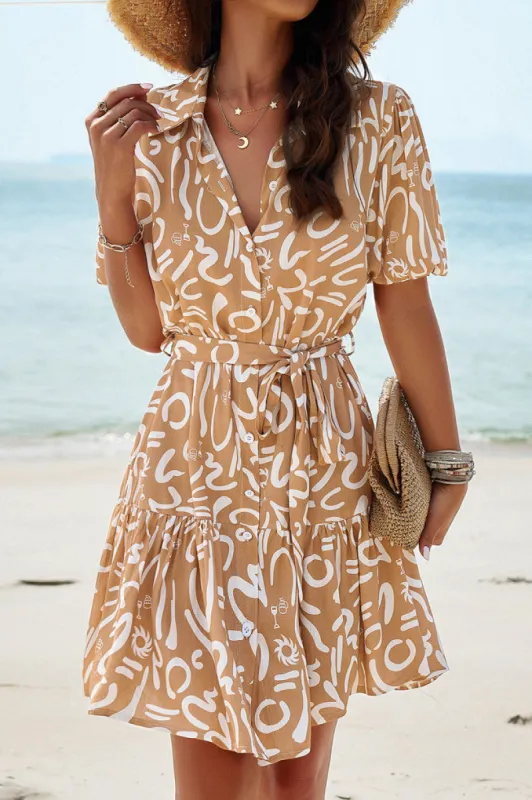 Georgia Camel Print Shirt Dress sold by Va Va Voom