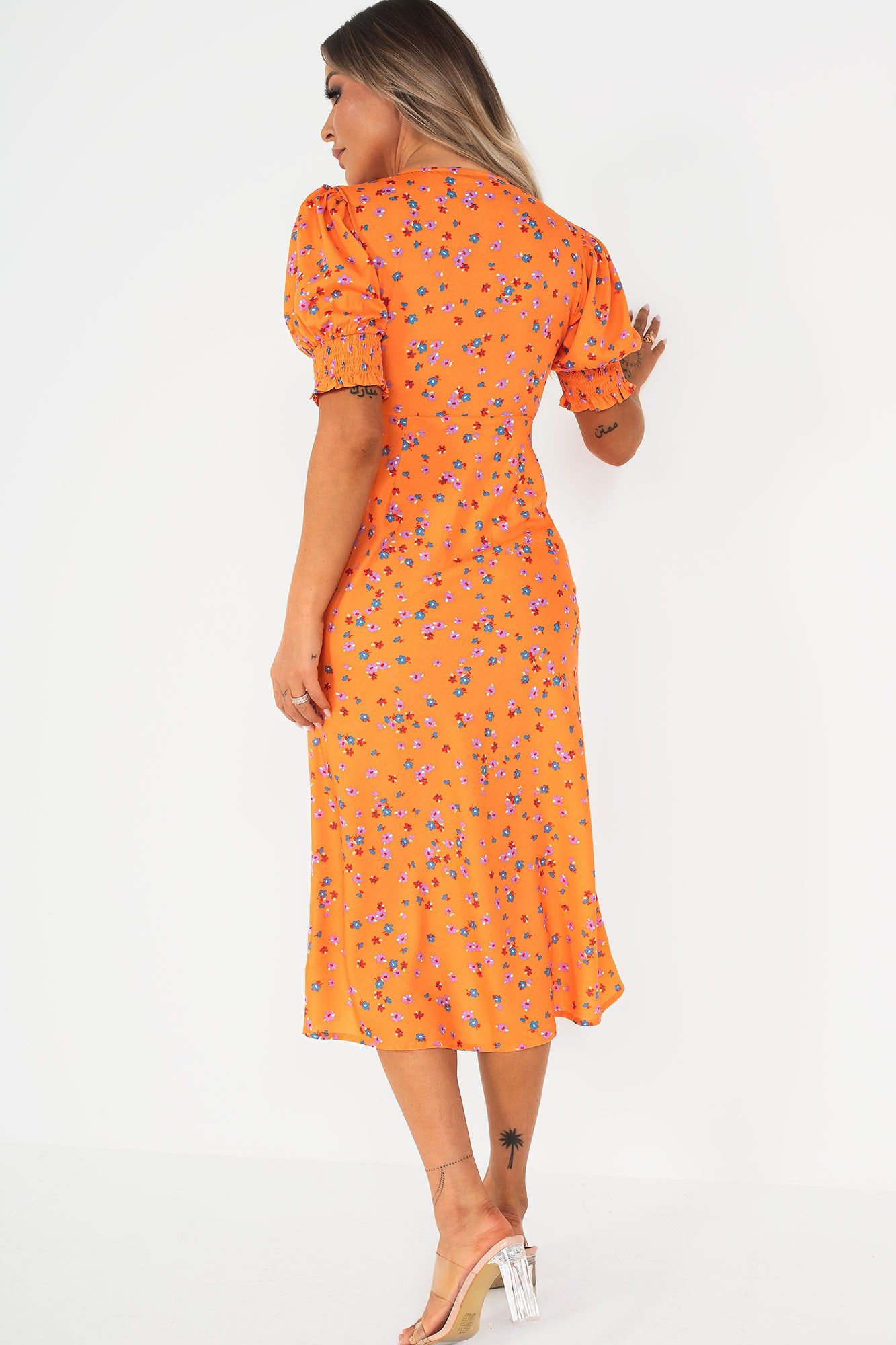 Orlaith Orange Floral Midi Dress sold by Va Va Voom product image thumbnail 2