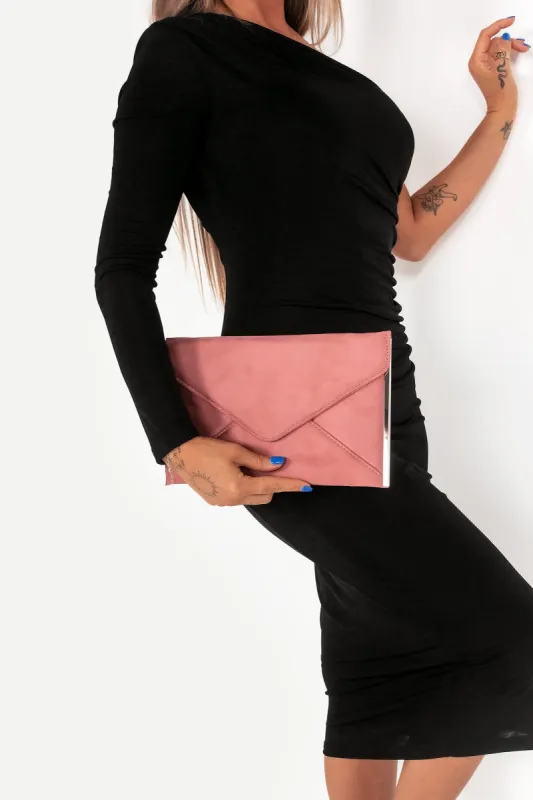 Diana Rose Suedette Envelope Clutch sold by Va Va Voom