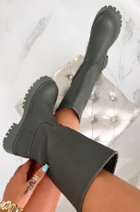 Polly Khaki Chunky Sole Boots sold by Va Va Voom